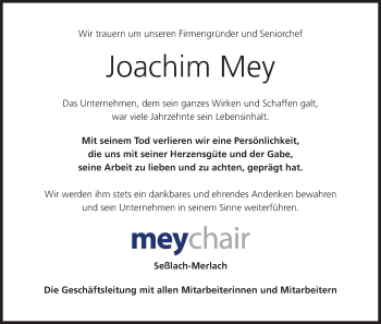 Anzeige von Joachim Mey von MGO