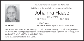 Anzeige von Johanna Haase von MGO