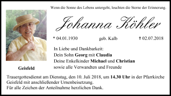 Anzeige von Johanna Köhler von MGO