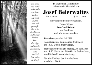 Anzeige von Josef Beierwaltes von MGO