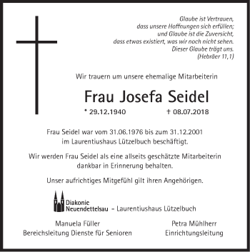 Anzeige von Josefa Seidel von MGO