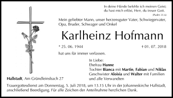 Anzeige von Karlheinz Hofmann von MGO