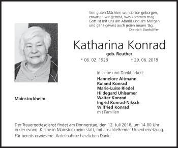 Anzeige von Katharina Konrad von MGO