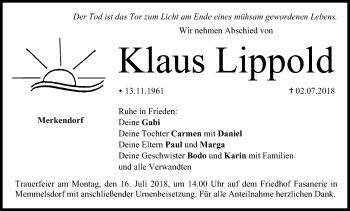Anzeige von Klaus Lippold von MGO