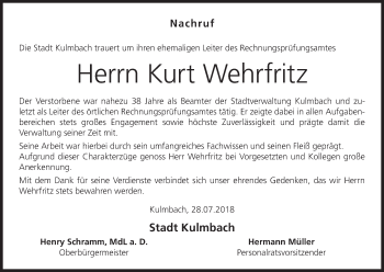 Anzeige von Kurt Wehrfritz von MGO
