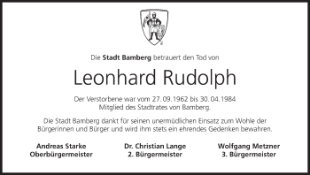Anzeige von Leonhard Rudolph von MGO