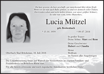 Anzeige von Lucia Mützel von MGO