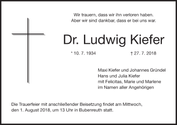 Anzeige von Ludwig Kiefer von MGO