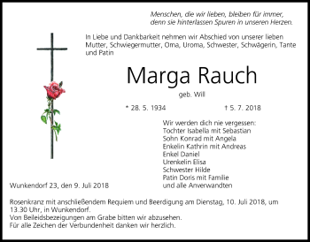 Anzeige von Marga Rauch von MGO
