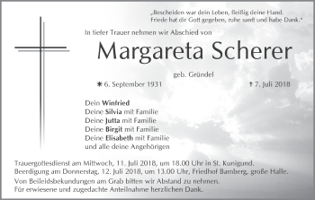Anzeige von Margareta Scherer von MGO