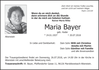 Anzeige von Maria Bayer von MGO