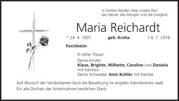 Anzeige von Maria Reichardt von MGO