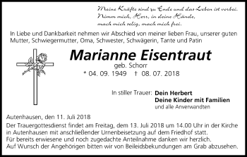 Anzeige von Marianne Eisentraut von MGO