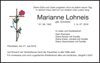 Anzeige von Marianne Lohneis von MGO