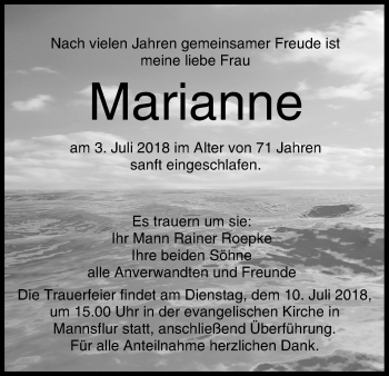Anzeige von Marianne Roepke von MGO