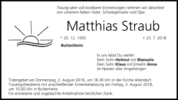 Anzeige von Matthias Straub von MGO