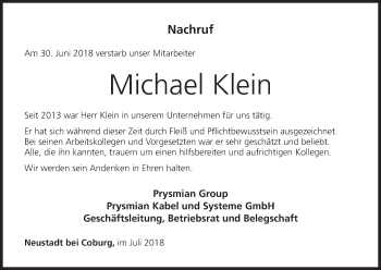 Anzeige von Michael Klein von MGO