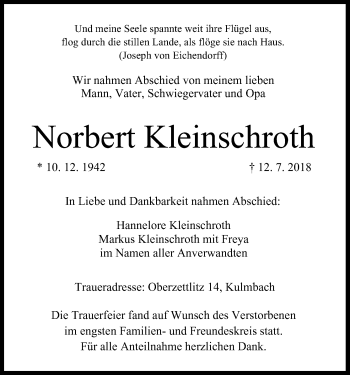 Anzeige von Norbert Kleinschroth von MGO