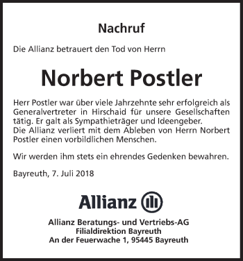 Anzeige von Norbert Postler von MGO