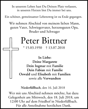 Anzeige von Peter Bittner von MGO