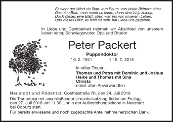 Anzeige von Peter Packert von MGO