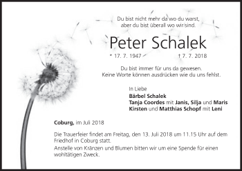 Anzeige von Peter Schalek von MGO