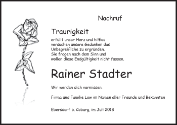 Anzeige von Rainer Stadter von MGO