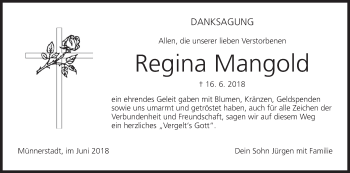 Anzeige von Regina Mangold von MGO