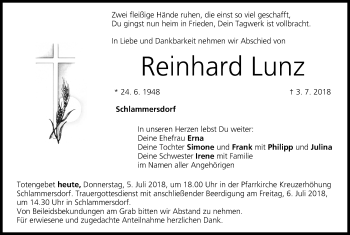 Anzeige von Reinhard Lunz von MGO
