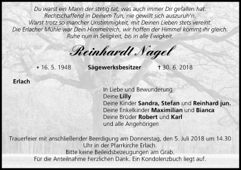 Anzeige von Reinhardt Nagel von MGO