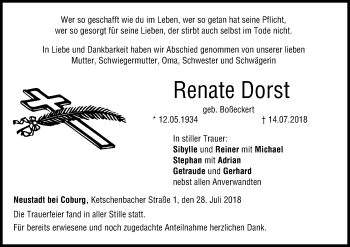 Anzeige von Renate Dorst von MGO
