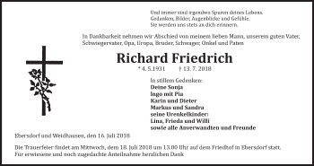 Anzeige von Richard Friedrich von MGO