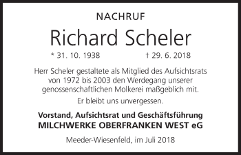 Anzeige von Richard Scheler von MGO
