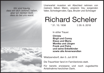 Anzeige von Richard Scheler von MGO