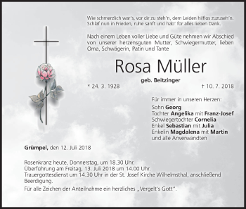 Anzeige von Rosa Müller von MGO