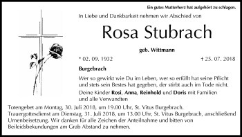 Anzeige von Rosa Stubrach von MGO