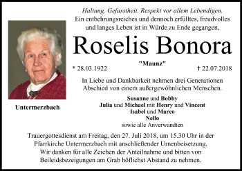 Anzeige von Roselis Bonora von MGO