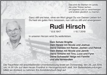 Anzeige von Rudi Hirsch von MGO