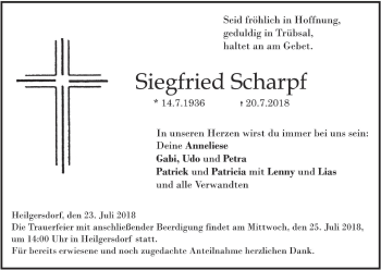 Anzeige von Siegfried Scharpf von MGO