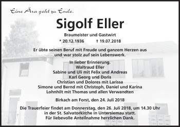 Anzeige von Sigolf Eller von MGO
