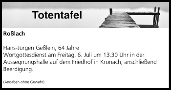 Anzeige von Totentafel vom 06.07.2018 von MGO