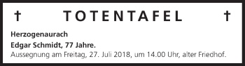 Anzeige von Totentafel vom 24.07.2018 von MGO