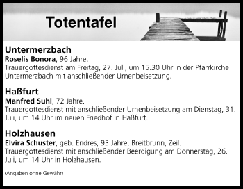 Anzeige von Totentafel vom 26.07.2018 von MGO