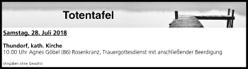 Anzeige von Totentafel vom 28.07.2018 von MGO