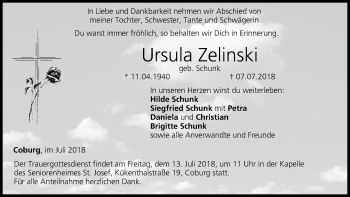 Anzeige von Ursula Zelinski von MGO