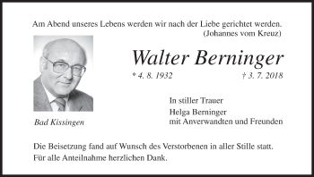 Anzeige von Walter Berninger von MGO