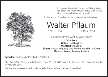 Anzeige von Walter Pflaum von MGO