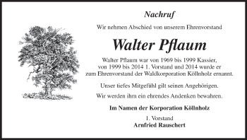 Anzeige von Walter Pflaum von MGO