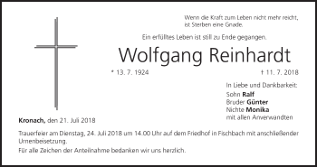 Anzeige von Wolfgang Reinhardt von MGO