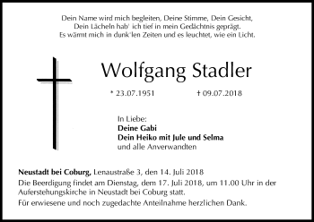 Anzeige von Wolfgang Stadler von MGO